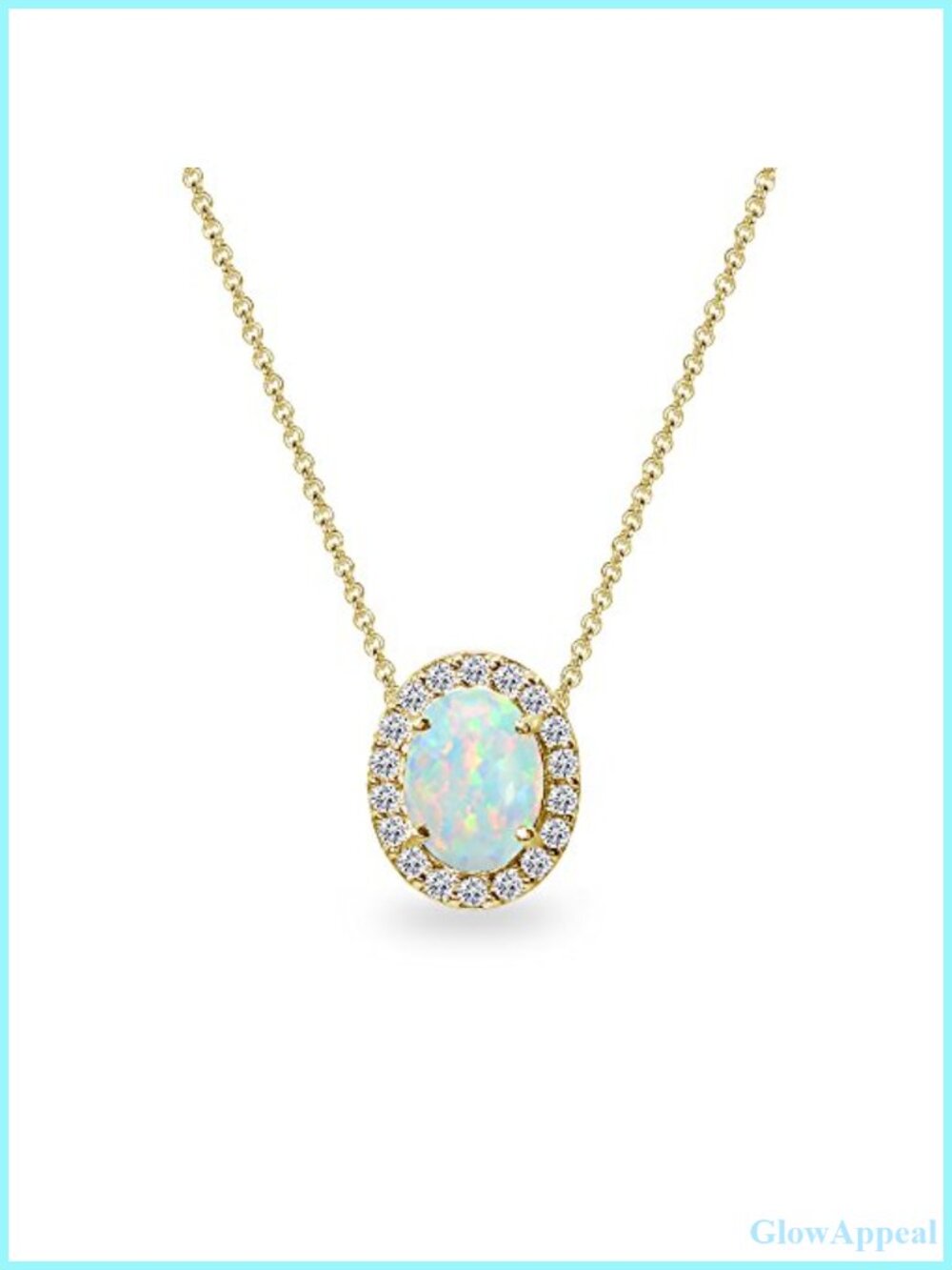 Sterling Silver White Opal & CZ Oval Halo Slide Pendant Necklace 18in